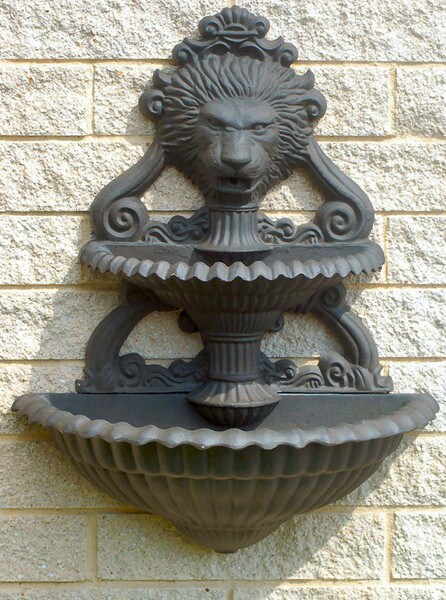 Two Tiered Sculptural Lion Face Wall Fountain Estate Statuary Replicas